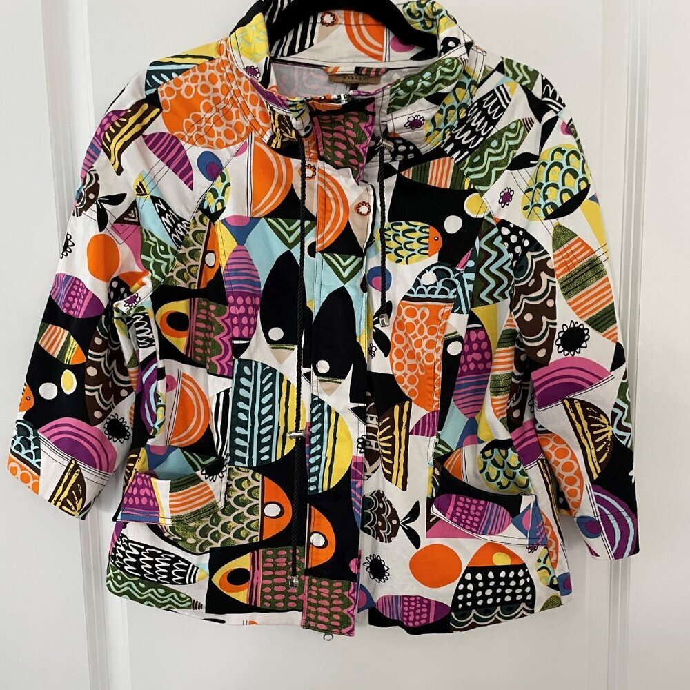 Peck & Peck Weekend Vibrant Multi-Color Tropical Women's Spring Jacket - Medium - Picture 8 of 11